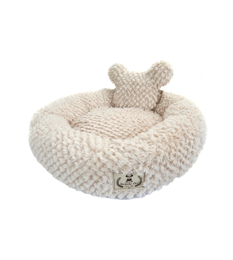 Cama Teddy Bichinho Chic Bege para Cães e Gatos